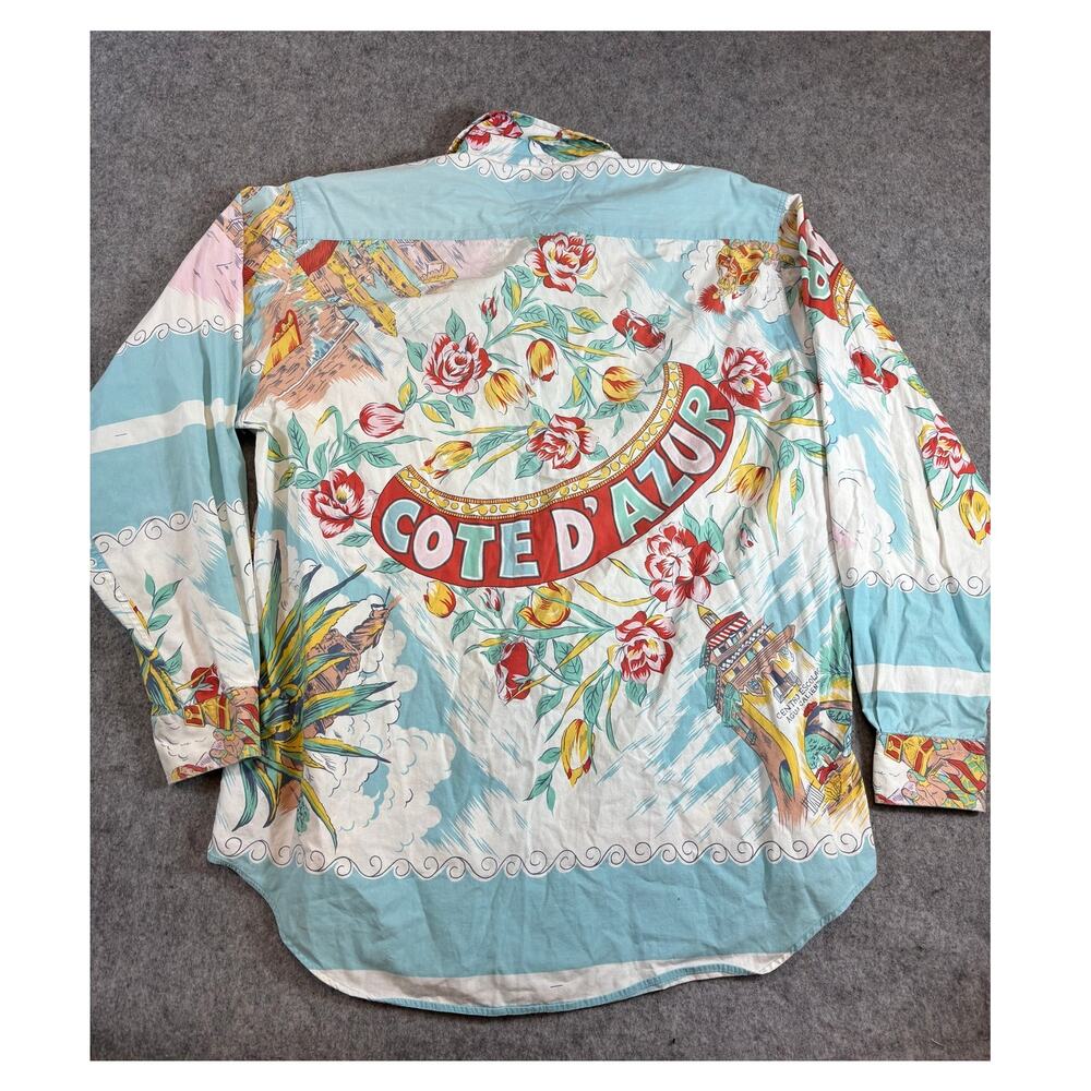 VINTAGE 90s Tommy Hilfiger Cote D Azur Button Up Shirt Mens Small All Over Print - Picture 2 of 5